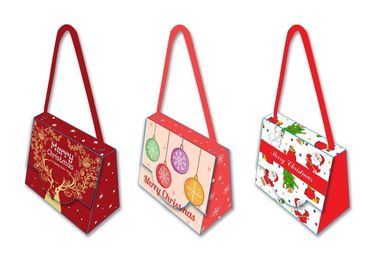 Decorative Unique Christmas Gift Bags 300 Gsm Herringbone Cotton Handle