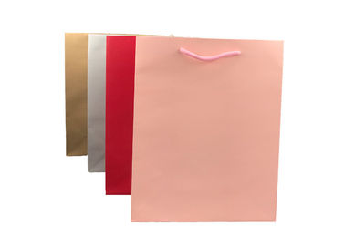 Red Foldable Beautiful Handmade Paper Bags Rope Handles Digital Printing